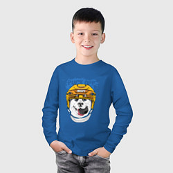 Лонгслив хлопковый детский Hockey Dog, цвет: синий — фото 2