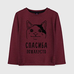 Лонгслив хлопковый детский Вежливый котик, цвет: меланж-бордовый