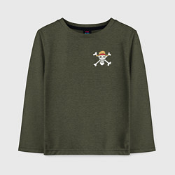 Лонгслив хлопковый детский One Piece, цвет: меланж-хаки
