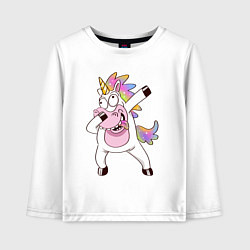 Лонгслив хлопковый детский Dabbing Unicorn, цвет: белый