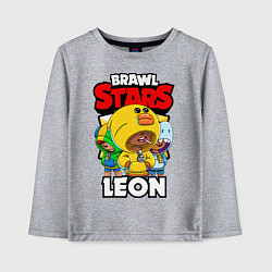Лонгслив хлопковый детский BRAWL STARS LEON цвета меланж — фото 1