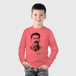 Лонгслив хлопковый детский Товарищ Сталин, цвет: коралловый — фото 2