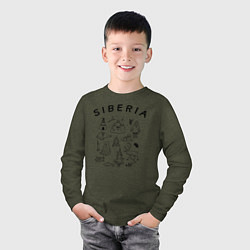 Лонгслив хлопковый детский Siberia, цвет: меланж-хаки — фото 2