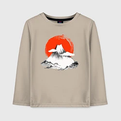 Лонгслив хлопковый детский Гора Фудзияма, цвет: миндальный
