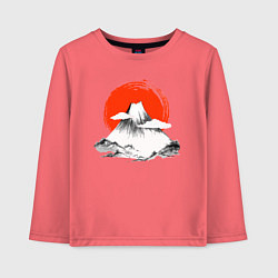 Лонгслив хлопковый детский Гора Фудзияма, цвет: коралловый