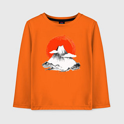 Лонгслив хлопковый детский Гора Фудзияма, цвет: оранжевый