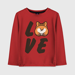 Лонгслив хлопковый детский Love Corgi, цвет: красный