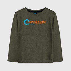 Лонгслив хлопковый детский Aperture Laboratorie, цвет: меланж-хаки