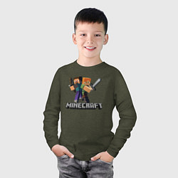 Лонгслив хлопковый детский MINECRAFT, цвет: меланж-хаки — фото 2