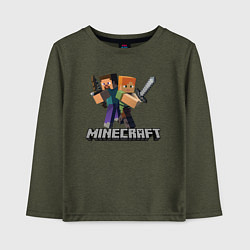 Лонгслив хлопковый детский MINECRAFT, цвет: меланж-хаки