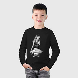Лонгслив хлопковый детский ARIANA GRANDE, цвет: черный — фото 2