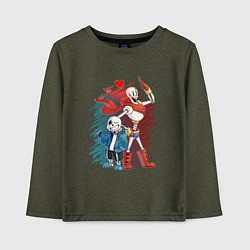 Лонгслив хлопковый детский UNDERTALE, цвет: меланж-хаки