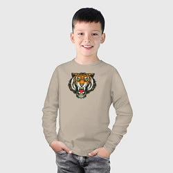 Лонгслив хлопковый детский Тигр, цвет: миндальный — фото 2