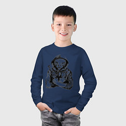 Лонгслив хлопковый детский Кот гангстер, цвет: тёмно-синий — фото 2