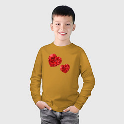 Лонгслив хлопковый детский Рубиновые сердца, цвет: горчичный — фото 2