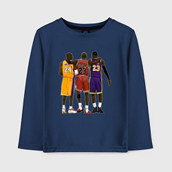 Лонгслив хлопковый детский Kobe, Michael, LeBron, цвет: тёмно-синий