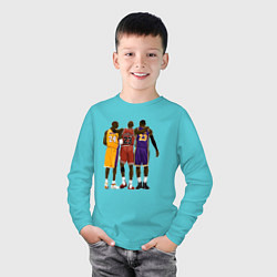Лонгслив хлопковый детский Kobe, Michael, LeBron, цвет: бирюзовый — фото 2