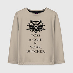 Лонгслив хлопковый детский Toss a coin to your witcher, цвет: миндальный