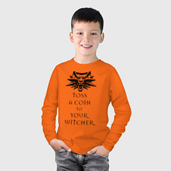 Лонгслив хлопковый детский Toss a coin to your witcher, цвет: оранжевый — фото 2