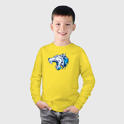 Лонгслив хлопковый детский Волк, цвет: желтый — фото 2