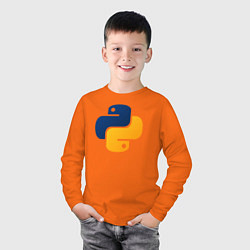 Лонгслив хлопковый детский Python, цвет: оранжевый — фото 2