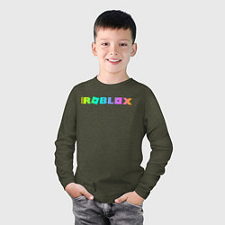 Лонгслив хлопковый детский ROBLOX, цвет: меланж-хаки — фото 2