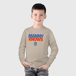 Лонгслив хлопковый детский Manny Knows, цвет: миндальный — фото 2