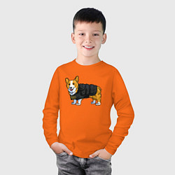 Лонгслив хлопковый детский Corgi police, цвет: оранжевый — фото 2
