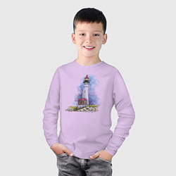 Лонгслив хлопковый детский Crisp Point Lighthouse, цвет: лаванда — фото 2