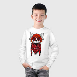 Лонгслив хлопковый детский Красная панда, цвет: белый — фото 2