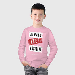 Лонгслив хлопковый детский Always Keep Positive, цвет: светло-розовый — фото 2