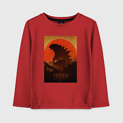 Лонгслив хлопковый детский Godzilla and red sun, цвет: красный