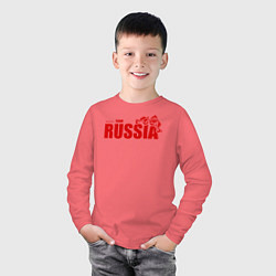 Лонгслив хлопковый детский Russia, цвет: коралловый — фото 2