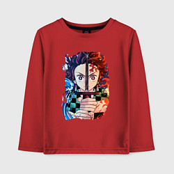 Лонгслив хлопковый детский KIMETSU NO YAIBA, цвет: красный