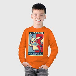 Лонгслив хлопковый детский Пикачу, цвет: оранжевый — фото 2