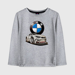 Лонгслив хлопковый детский BMW оскал, цвет: меланж
