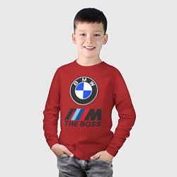 Лонгслив хлопковый детский BMW BOSS, цвет: красный — фото 2
