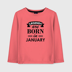 Лонгслив хлопковый детский Legends are born in january, цвет: коралловый