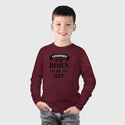Лонгслив хлопковый детский Legends are born in july, цвет: меланж-бордовый — фото 2