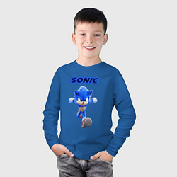 Лонгслив хлопковый детский SONIC, цвет: синий — фото 2