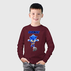 Лонгслив хлопковый детский SONIC, цвет: меланж-бордовый — фото 2