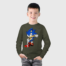 Лонгслив хлопковый детский SONIC, цвет: меланж-хаки — фото 2