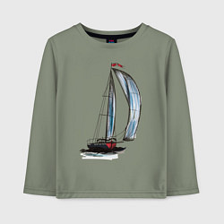 Лонгслив хлопковый детский Парусник, цвет: авокадо