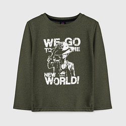 Лонгслив хлопковый детский One Piece, цвет: меланж-хаки