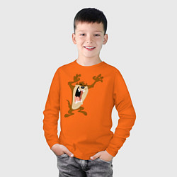 Лонгслив хлопковый детский Таз, цвет: оранжевый — фото 2