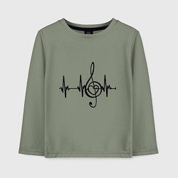 Лонгслив хлопковый детский Музыка моя жизнь, цвет: авокадо