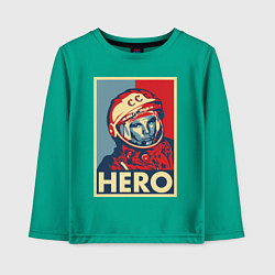 Лонгслив хлопковый детский ЮРИЙ ГАГАРИН, цвет: зеленый