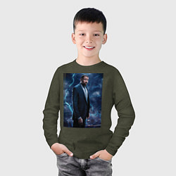 Лонгслив хлопковый детский Jefferson Pierce, цвет: меланж-хаки — фото 2