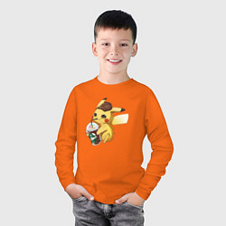 Лонгслив хлопковый детский Пикачу, цвет: оранжевый — фото 2