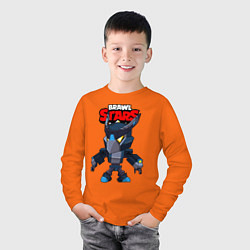 Лонгслив хлопковый детский BRAWL STARS CROW BLACK, цвет: оранжевый — фото 2